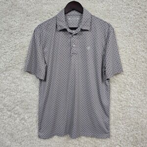 Ariat AriatTEK Polo Shirt Men Medium Brown White Geometric Medallion Performance